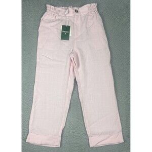 NWT Halara High Waisted Zipper Pocket Capri Linen-Feel Pants Pink Women's Sz XS